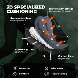 ROCKBROS Cycling shorts with straps, padded, bib shorts, men's cycling shorts, breathable, quick-drying cycling bib shorts for road bike and MTB, black, L