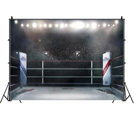 SADFA Boxing Ring Backdrop 5x3ft Arena Stage Lights Sport Photography Background Boxing Decorations for Adults Party Photoshoot Photo Booth Props