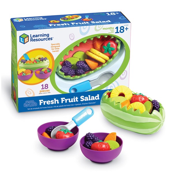 Learning Resources New Sprouts Fresh Fruit Salad Set - 18 Pieces, Ages 18+ Months Pretend Play Food for Toddlers, Preschool Learning Toys, Kitchen Play Toys for Kids