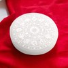 Selenite Charging Plate with Zodiac Sign "Astrology" Engraving Diameter 10.5