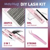 Mayhug Lash Extension Kit,DIY Individual Lashes Clusters,Bond And Seal,Lash Remover