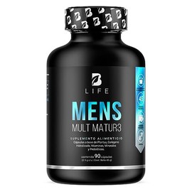 B Life Multivitamínico para Hombre 40+ | 90 Cápsulas con Vitaminas A, C, D, E y más Potenciadas con Calcio, Colágeno, Creatina y Probióticos para Vita