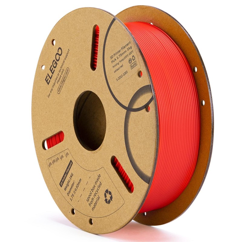 ELEGOO Filamento PLA 1,75 mm 1KG Rojo, Filamento Impresora 3D,