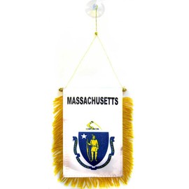 Massachusetts AZ Flag, 15 x 10 cm, State, Massachusetts, Mini Flag, 10 x 15 cm, Car Pennant Special Car