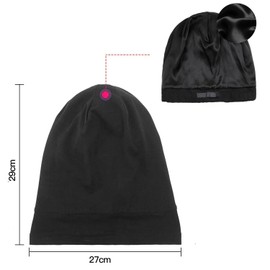 COHGUDA Mulberry Silk Bonnet for Women, Natural Silk Satin Lined Sleep Cap, Double-Layered Breathable Night Cap, Adjustable Silk Bonnet Hat for Curly Hair Braids, Hair Cap with Elastic Band (PET, BK)