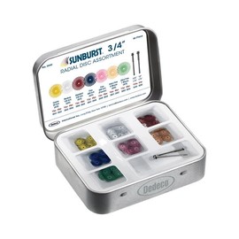 Dedeco Sunburst Radial Bristle Discs - 3/4" Curved - 1/16" Arbor - Assortment Kit - 86 Total Pieces for Precision Cleaning, Buffer, Polish, & Finish