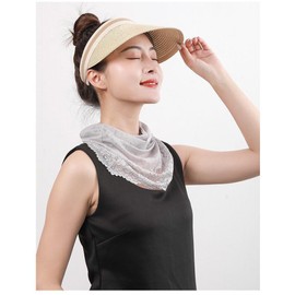 [FonVan] Women's Face Cover, No Stiffling, 4-Way Neck Cover, Neck Guard, Ear Hook, Neck Guard, For Summer, Quick Drying, Cute, Mesh, Lace, Face Mask, UV Protection, Sunburn/UV Protection,