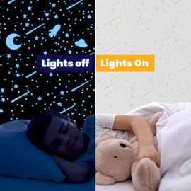 Glow in The Dark Stars for Ceiling, Outer Space Blue Wall Stickers,Galaxy Universe Wall Decal Shooting Stars Rockets,508 Pcs for Kids Boys Girls Bedroom Nursery Playroom Room Decoration