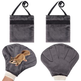 uyakhom 4 Pcs Sugar Glider Bonding Pouch & Mitt Sleeping Bag Small Animal Outdoor Breathable with Shoulder Strap Handling Gloves Bite Proof Calming for Sugar Gliders Hedgehogs Hamsters Pet
