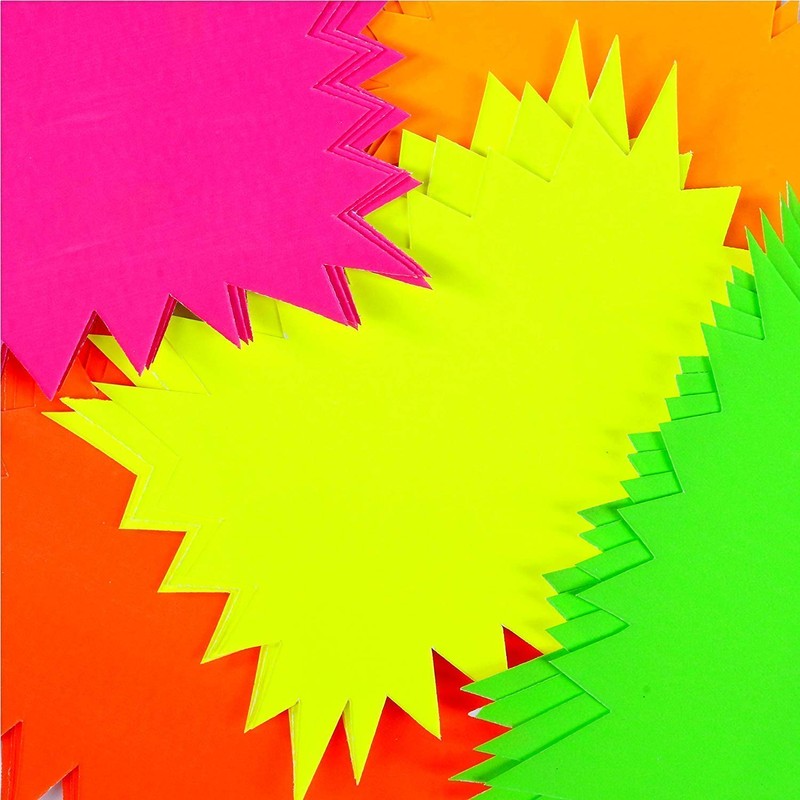 40 x neon flourescent stars - 15cm x10cm assorted neon