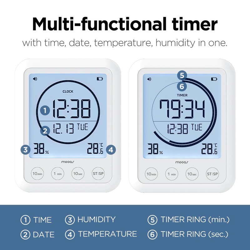 mooas Visual Shower Clock Digital Bathroom Shower Clock Waterproof Shower