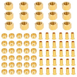 VisHomeYard 3/8 Inch OD Brass Compression Insert,Sleeve Ferrule,Nut 75PCS