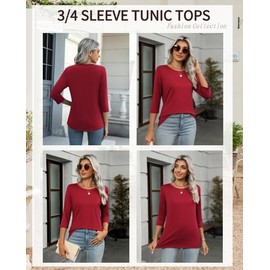 Zeagoo Ladies Summer Tops 3/4 Sleeve Shirts Soft Casual Cute Tshirts Basic Tees Crewneck 3 Pack Tees Casual Tee Shirts