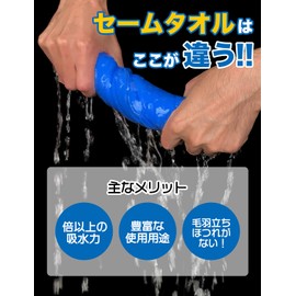 S4R Chamois Towel, Swimming Seam Towel, Large, 31.5 x 11.8 inches (80 x 30 cm), Horizontal, Backless, Highly Absorbent, Swim Towel, Car Wash, Travel, Sports, Heat Prevention (Blue (Large)