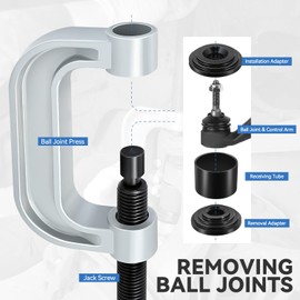 Auto Dynasty 10 Piece Heavy Duty Ball Joint Separator Press Removal & Install Tool Set with Adapters Universal for Most 2WD 4WD Cars and Light Trucks, Blue