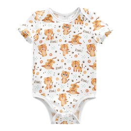 CaTaKu Cute Animals Newborn Onesie Short Sleeve Bodysuit for Baby Girl Boy Tiger Clothes Rompers 0-3 Months