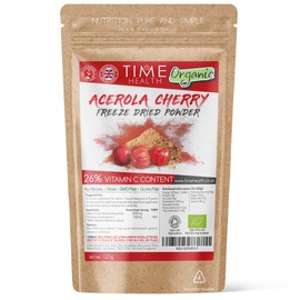 Organic Acerola Cherry - Freeze Dried Powder - Natural & Wholefood - 26% Vitamin C - 44:1 Extract Ratio (125g Powder Pouch)