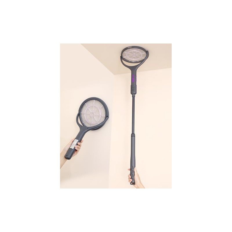 Electric Fly Swatter with Extendable Handle & Rotating Head, 3000V
