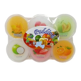 Pudding cups Fruit || RED DIAMOND -Halal حلال | Mixed Flavour pudding | yame : Mix fruit pudding || PUDDING WITH NATA DE COCO (Product of Malaysia) (6cup/110g) (03)