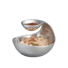 nambe Scoop Server, Mini | Two-Tiered Chip and Dip | Cold & Hot Appetizer Serving Bowl | Made of Metal Alloy | 7” D x 5.5” H | Designed by Wei Young (Silver)