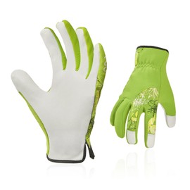 Vgo... Gardening Gloves Ladies, Safety Goat Leather Working Gloves,Thorn Proof Sratch protection,Anti-Slip(GA7444,Green,8/M,1Pair)