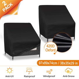 HarborFlow 2Pcs 420D Outdoor Chair Covers Lawn/Patio Furniture Covers 38'' x 35'' x 29''
