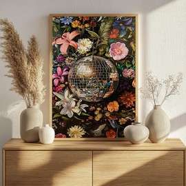 Flowers Paint by Numbers for Adult,Disco Paint by Numbers Kit for Adults Beginners, DIY Acrylic Painting on Canvas for Home Wall Art Decor 16x20 Inch