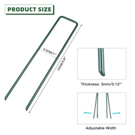 20 Pack Galvanized Landscape Staples, 6 Inch U-Shaped Garden Stakes, Metal Tent Stakes, Ground Stakes for Outdoor Decor Landscaping Securing Weed Barrier Fabric, Green