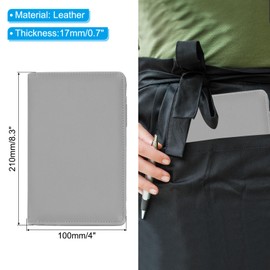 PATIKIL Server Book Organizer with Zipper Pocket, 8" x 5" Restaurant Check Presenters Guest Check Card Holder for Server Waiter Waitress, Grey