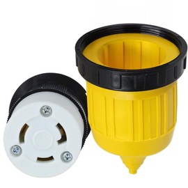 Shopcorp 30 Amp Twist Lock Plug – L5-30R Twist Lock Power Connector Kit w/ Cord Boot Protector & Receptacle, 125/250V, 3/14AWG Power Wire, ETL Approved for RV Accessories