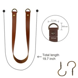 Leather Curtain Tie Backs - 2Pcs glrovazas Curtain Rod Holder Window Treatment Holdbacks, Drapery Tiebacks with Metal Hooks Drapery Tiebacks for Balcony Room Cafe (Red Brown)