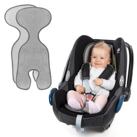 Zamboo Comfort Seat Cover for Baby Car Seat and Reboarder (Suitable for Maxi-Cosi, Cybex, Römer) Breathable Summer Seat Pad to Prevent Sweating Protects Child Seat Cover Grey