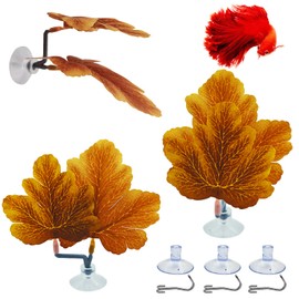 AncBace Fish Leaf Pad Betta Leaf Hammocks with Suction Cup 3pcs Fish Tank Accessories Aquarium Decor Plastic Plants Natural Habitat Spawning Breeding Resting Bed Multi Leaf Design (Yellow)