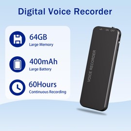 64GB Voice Recorder, 60 Hours Long Recording Time, Vivaniir USB-C Voice Activated Recorder for Meetings Classes Lectures Interviews