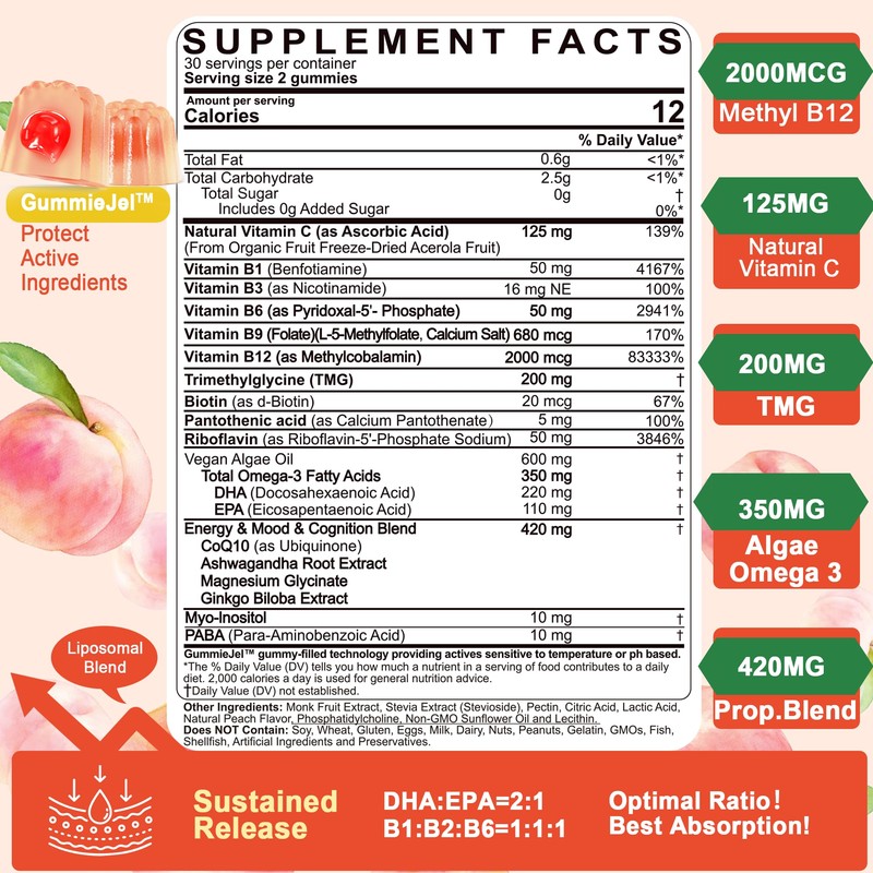 LILICARE LILICARE Vitamin B Complex Filled Gummies Vegan Omega3 Gummies