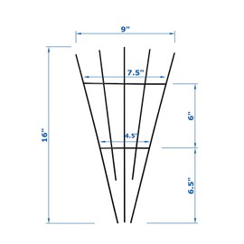 4 Pack 16'' Black Plant Fan Shape Trellis for Potted Climbing Plants Indoor, Outdoor Metal Garden Trellis for Climbing Plants House Plants Flowers Vine Ivy