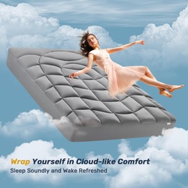 Queen Mattress Pad Waterproof - Ergonomic Quilted Fitted Queen Mattress Topper, 5-Layers Noiseless Washable Mattress Protector Cover with 8"-21" Deep Pocket (Grey, Queen, 60x80)