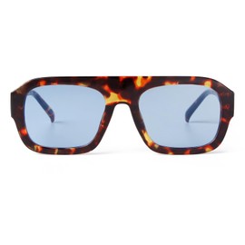 Laurinny Trendy Square Sunglasses for Women Retro 70s Aviator Sunglasses for Women Men Classic Aviator Glasses, Tortoiseshell Frame/Blue Lenses