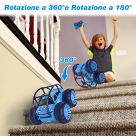 MaxTronic Auto telecomandate a ricarica diretta veloce, auto acrobatica impermeabile a 360 gradi con LED acceso/spento,