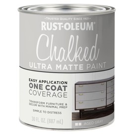 Rust-Oleum Aged Gray Chalked All-in-One Ultra Matte Paint | One Coat Coverage | No Primer, Sanding, Or Topcoat Needed | Easy Clean Up | Made in USA | 30 OZ