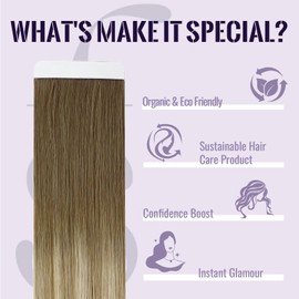 fshine Tape in Extensions Human Hair 12 Inch 30g Remy Hair Double Sided Tape Hair Extensions Balayage Color 6 Chestnut Brown to 27 Honey Blonde And 60 Platinum Blonde Extensions 20pcs Seamless Hair