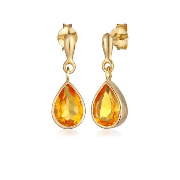 Elli Elli Premium Earrings Women's Drop Earrings Elegant with Citrine