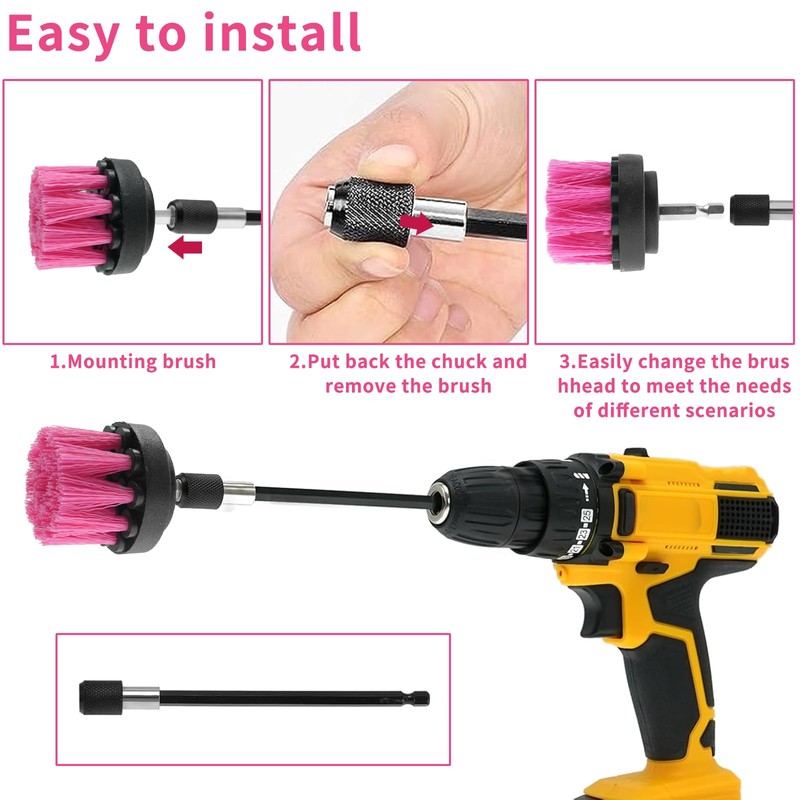 ETOUPA 8 Pcs Drill Brush Attachment Set, Power Cleaning Scrub