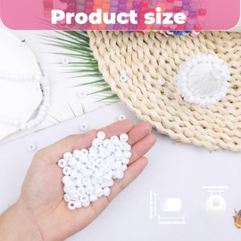 KAKW White Pony Beads for Bracelet 1000 Pcs Plastic Beads for Friendship Bracelets 6x9mm Large Hole Beads for Hair Braiding Small Beads Necklace Earrings Jewelry Making