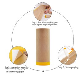Masking Paper,Paint Paper with Adhesive,12 inch x 50 feet Painters Paper,Automotive Paint Paper Roll with Tape,Automotive Paint Paper, Tape and Drape Waterproof for Painting Protection Covering(2Roll)