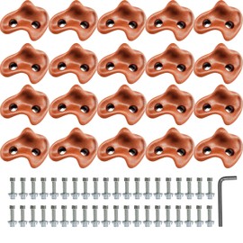 Mlijzard 20 Pack Rock Climbing Holds Extra Large for Kids and Adults, Polyethylene Climbing Rocks with Mounting Hardware, DIY Indoor Outdoor Playground Backyard Park Play Set (Dark Brown)