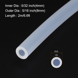 Rebower 6.6ft 5/32" ID x 5/16" OD Silicone Tubing Clear 4mm x 8mm Industrial Plastic Tubing Pure Silicone Hoses for Pump Siphoning Draining Irrigation Brewing