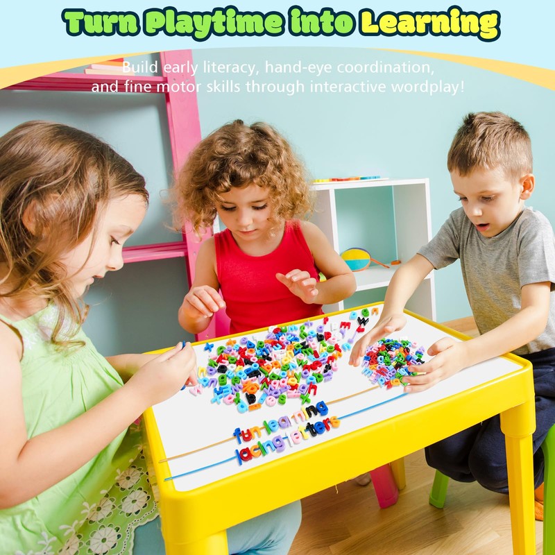 278 Pcs Lacing Letters Beads, Lowercase Alphabet Learning Toys, 10
