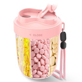 Pill Box 7 Days Morning Lunch Evening Round with 7 Large Compartments & Anti-Confusion Design Wide Opening, BPA Free & Portable for Medication, Vitamins, Fish Oil etc. (Pink)