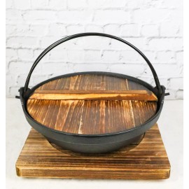 Large Cast Iron Japanese Sukiyaki Shabu Nabe Cooking Hot Pot With Trivet 9.5"D